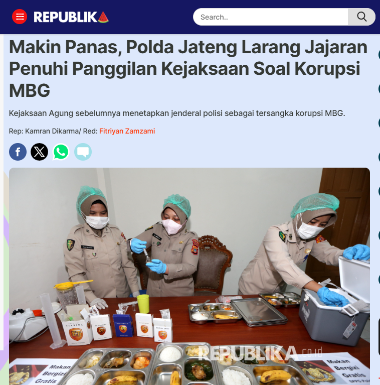 jejak_peristiwa's tweet photo. Semakin Panas
BHAYANGKARA vs ADHYAKSA

Polda jateng menginstruksikan jajarannya untuk melarang menghadiri panggilan dari kejaksaan terkait Korupsi MBG yang menyeret salah satupetinggi di kepolisian

#jampidsus #korupsi #batubara #brangkas #TNI #POLRI #kejaksaan #emas #5T #prabowo #geledah