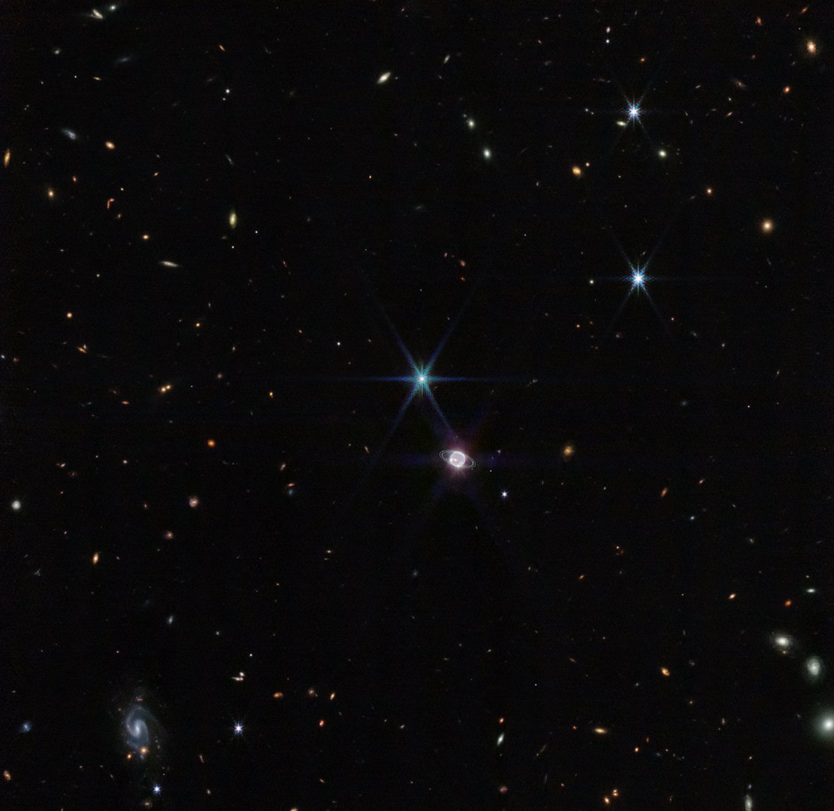 astropics's tweet photo. Neptune and its rings captured by JWST. https://t.co/qHmF6733Ar