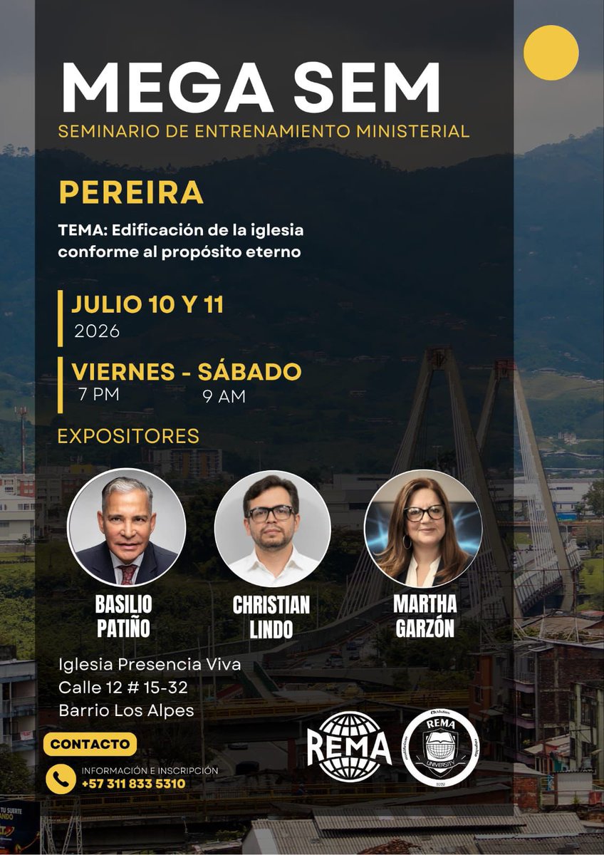 DULCEPRESENCIA's tweet photo. Un abrazo fraterno de nuestra parte.🤗
Les queremos invitar a nuestra próxima jornada de Edificación en el Eje Cafetero. Estará con nosotros el apóstol Basilio Patiño.
Estamos todos cordialmente invitados.
MEGA SEM, Pereira, Risaralda, Julio 2026 🇨🇴👌🏾

Ptres. 
Johnson y Luz Elena https://t.co/3kuZxxkv9n