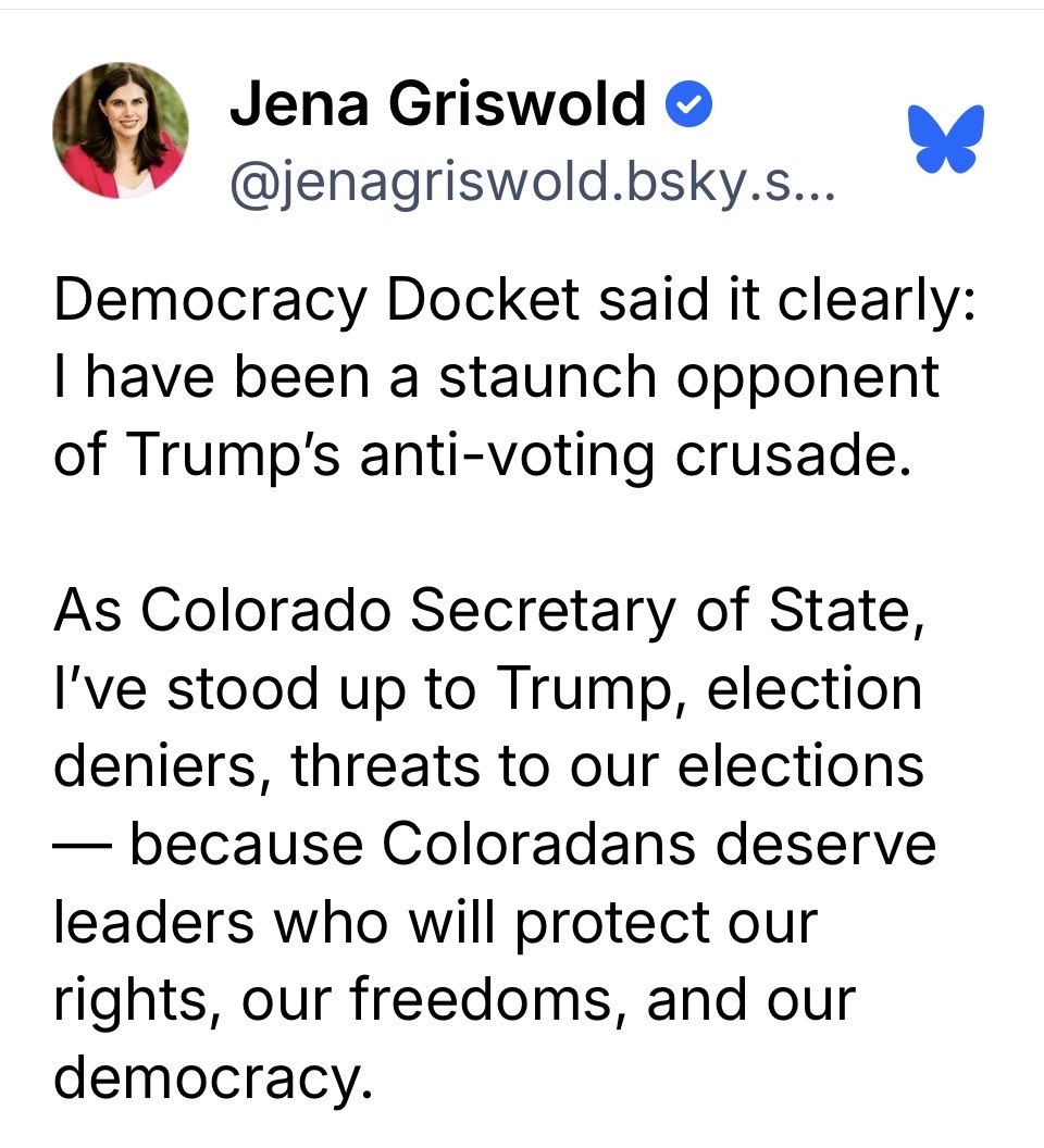 mrosazza's tweet photo. Jena’s idea of Democracy is getting whomever Soros wants elected into office.  Then destroying anyone who gets in her way.  A real peach of an Attorney General Candidate.  We can do better Colorado. #colorado #freetinapeters @potus @CivilRights https://t.co/T5T3qEnffo