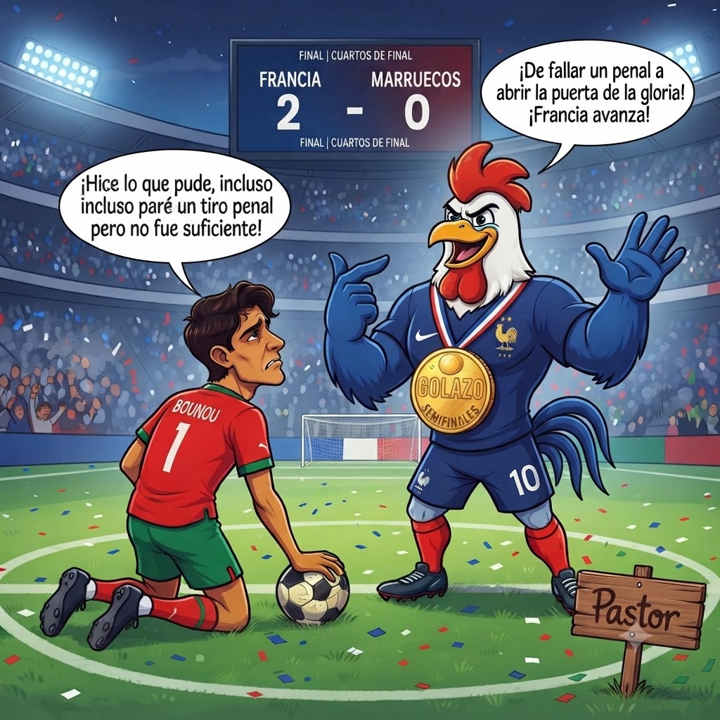 jcm_elpastor's tweet photo. ¡Francia impone su jerarquía en Boston! En un duelo de cuartos de final cargado de expectativa, la selección gala superó 2-0 a un Marruecos que resistió con orden pero no pudo contener el asedio constante. El equipo de Didier Deschamps asfixió a los "Leones" con una presión alta que terminó por romper el cerrojo defensivo. Con este resultado, Francia se instala en semifinales, ratificando su candidatura al título ante un rival que, a pesar de la derrota, confirmó su madurez competitiva en la élite mundial.

Las 3 Claves del Triunfo Galo:

🧤 Bounou, un muro bajo asedio: La actuación del guardameta marroquí Yassine Bounou fue heroica. Mantuvo a su equipo con vida ante el constante bombardeo francés, salvando múltiples ocasiones claras e incluso atajando un penal que parecía sentenciar el marcador desde muy temprano.

⚡ Mbappé de la frustración a la gloria: Kylian Mbappé vivió un partido de contrastes. Tras fallar un penal que pudo inclinar la balanza, su capacidad de respuesta fue letal al anotar el golazo que abrió la puerta de la victoria y desmoronó la resistencia defensiva de Marruecos.

⚽ La estocada final de Dembélé: Con la ventaja mínima, Francia no bajó el ritmo y buscó sentenciar el duelo. Ousmane Dembélé apareció para sellar el 2-0 definitivo con una definición precisa, asegurando así el boleto de los galos a las semifinales.
