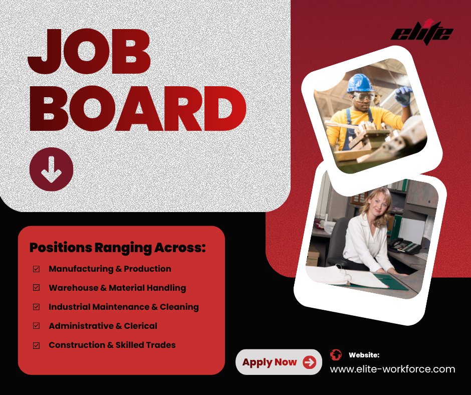 ELITEMFG's tweet photo. Our job board is finally live again! 🌟

Go to our "apply now" page to check out open positions and directly apply online today!
👉🏻 https://t.co/Hc03yCq8cL https://t.co/l5LbM7GF0J