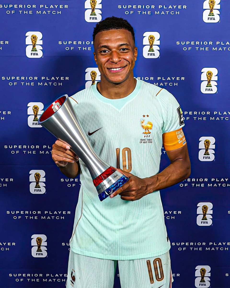 tekkersfoot's tweet photo. 🚨🇫🇷 𝐎𝐅𝐅𝐈𝐂𝐈𝐀𝐋: Kylian Mbappé was named Man of the Match against Morocco. 🥇✨ https://t.co/JY4g16qydJ