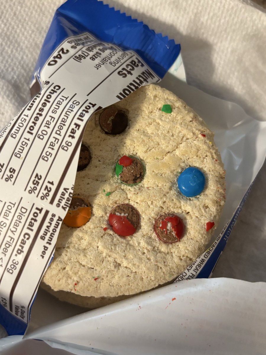 vicallister's tweet photo. @mmschocolate HOW is it even possible to get a box of these cookie sandwiches and receive cookies that aren’t fully cooked?? They’re pressed together but they literally feel like sand when you touch them….? They disintegrate! I’ve bought these before so I know it’s not normal. https://t.co/8KlOV6iECI
