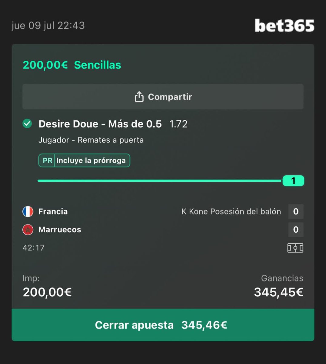 ApuestasElite7's tweet photo. Desiree Doue era nuestro hombre y no falló🫡

🇫🇷✅ ¡CUOTA 1.72, 4.50 y 15! ✅🇫🇷

❤️ 50 likes y dejo todo para mañana free en el link del 1 comentario🎁

👇Tweet citado Gol de españa vs bélgica a cuota 5‼️