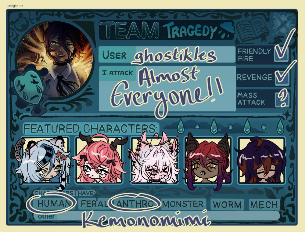 ghostikles's tweet photo. @slushiehell happy artfighting!!! hopefully some of my ocs interest u :3 https://t.co/v6PRjlYG9P
