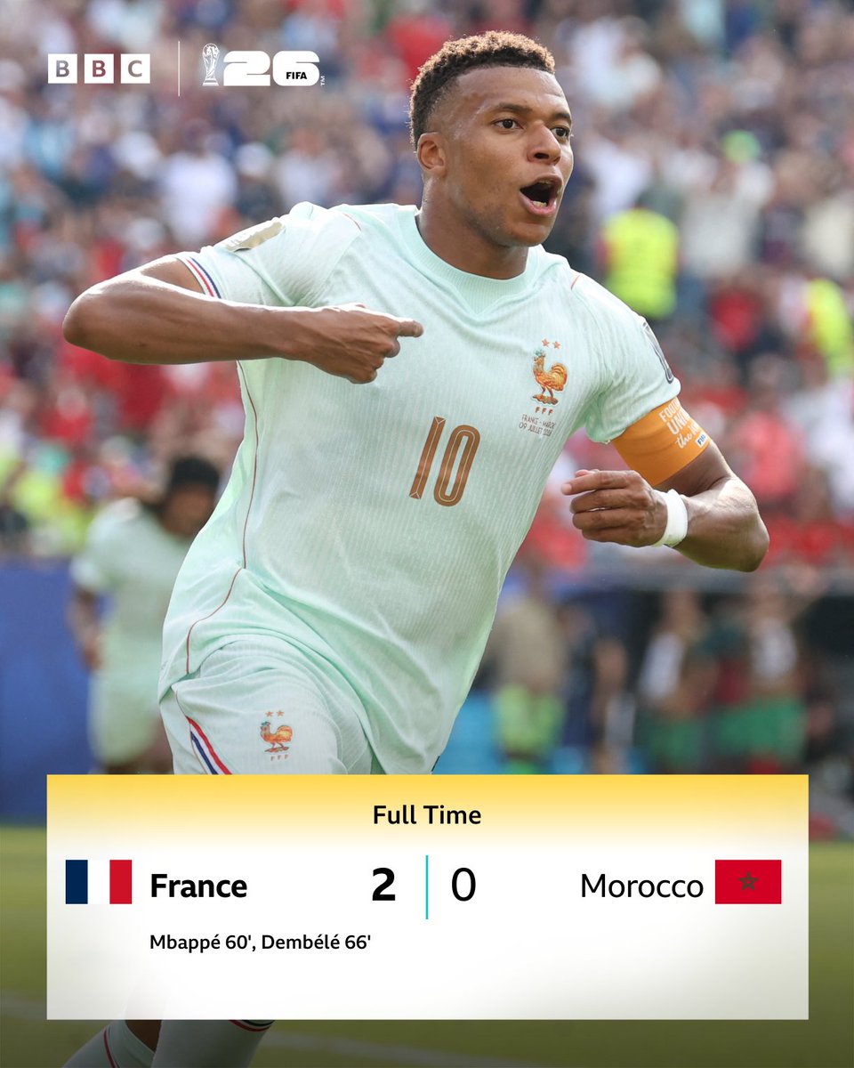 ganeshkumarman7's tweet photo. France defeat Morocco and become the first team to reach the World Cup 2026 Semi-finals. 🏆 https://t.co/8hQI9CTWZ6