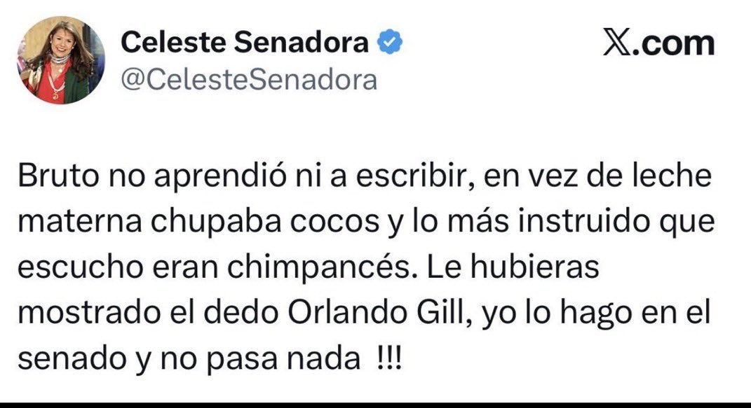 Mauricio187i's tweet photo. @VirDanielli @tu_chairo @mateobalmellipy @CelesteSenadora ¿Por qué tu presidente permite este tipo de comentarios a los senadores de tu país?. https://t.co/BUUGHwAgUx