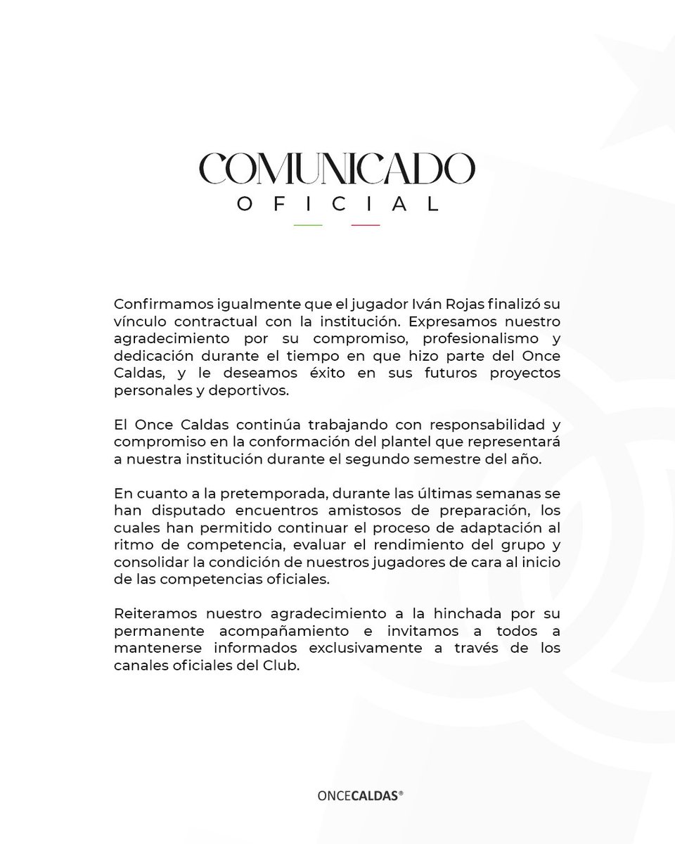 oncecaldas's tweet photo. 📢 COMUNICADO OFICIAL 📢 https://t.co/yNIiyiuXqE