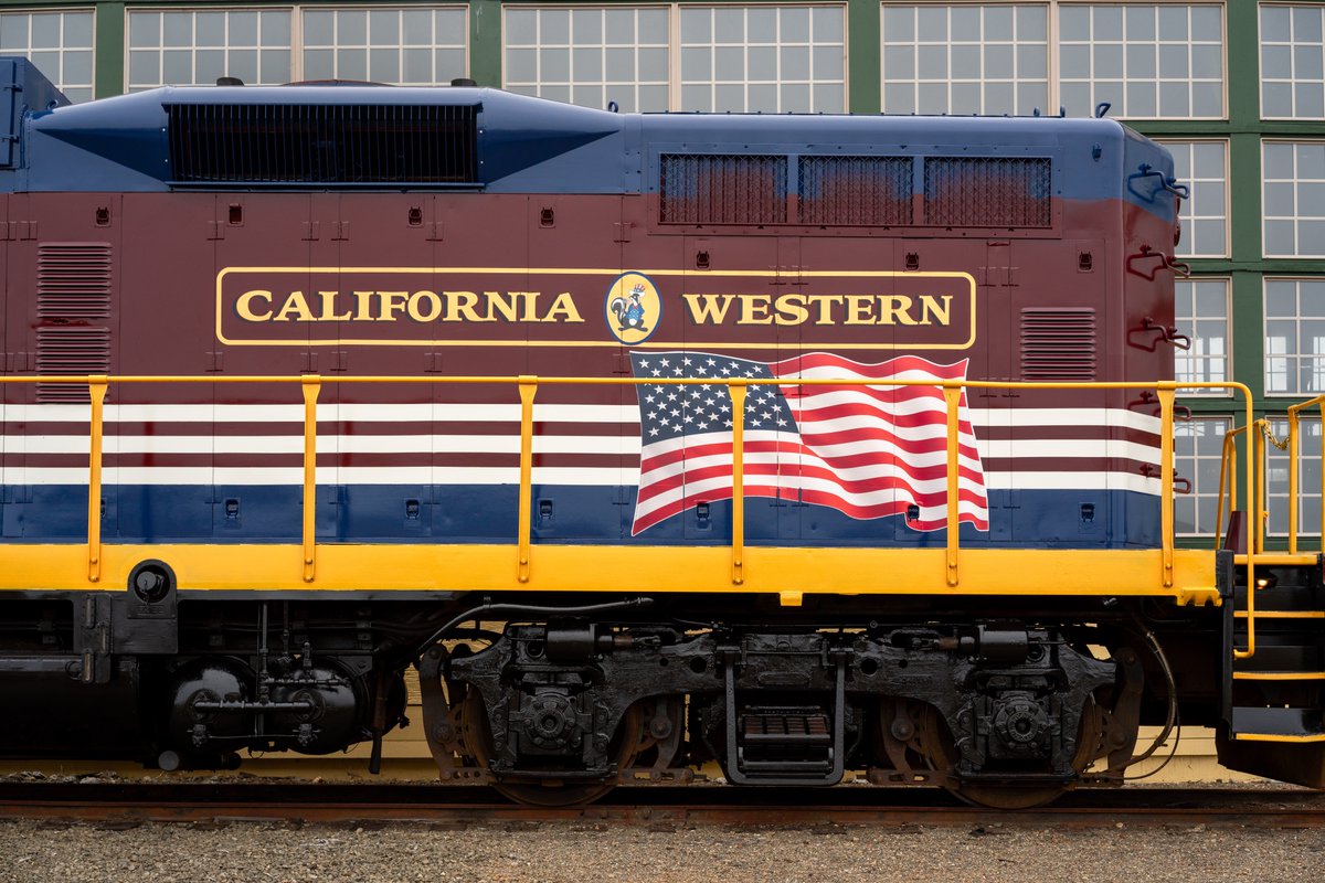 SkunkTrain's tweet photo. More than a fresh coat of paint.

Locomotive 1776 is inspired by historic patriotic railroad traditions, including the Freedom Train, honoring the generations whose vision and perseverance helped shape America. We're proud to continue that story 250 years later. 🇺🇸🚂

#America250 https://t.co/Z19bde6oN5