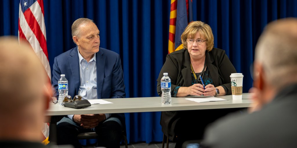 marcoattorney's tweet photo. This morning, County Attorney @Rachel1Mitchell invited Congressman @RepAndyBiggsAZ to meet with law enforcement association representatives from across Maricopa County.
 
The two answered questions and shared updates on the important work they're doing to support law enforcement and ensure they have the tools they need to keep our communities safe.
 
Thank you to Congressman Biggs for joining this important discussion!