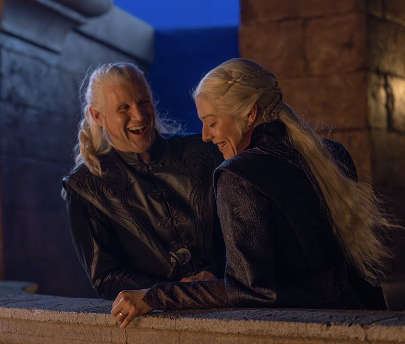 westerosies's tweet photo. New look at Emma D’Arcy and Matt Smith behind the scenes of #HouseOfTheDragon Season 3. https://t.co/UFgEOA1nPy