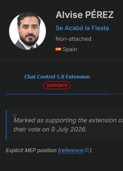 punishedcris's tweet photo. @Alviseperez Eres un fiera y has votado en contra de rechazar la propuesta. O sea, has votado a favor del Chat Control. Hasta Irene Montero ha votado bien, en contra de la ley. https://t.co/miPuVT5HlF

¿Cómo has llegado a eurodiputado sin saber leer? https://t.co/pjLU7lnTSu