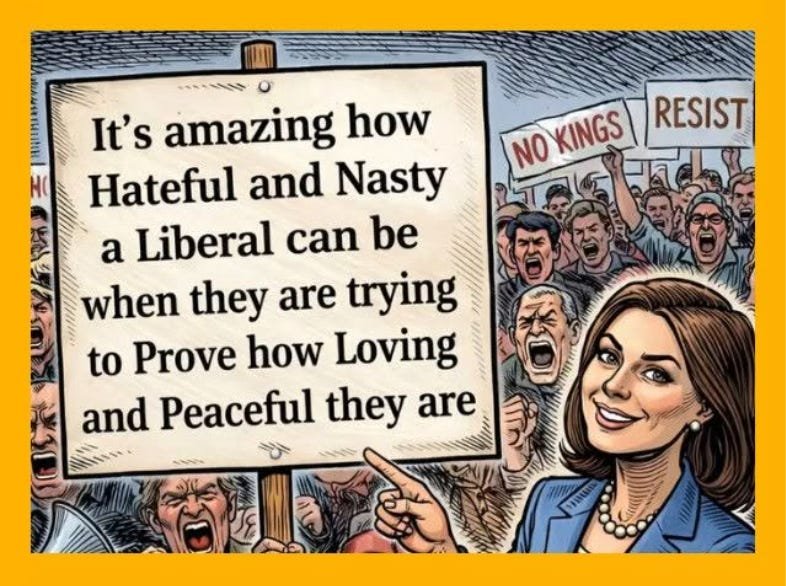 Brubro67's tweet photo. It is a bit of a conundrum for the left.  They preach peace, love, acceptance and tolerance as long as you agree with them 100%.  The second you have a different opinion, you are instantaneously called every name in the book and demonized.  They bow to the religion of groupthink. https://t.co/XvDjdCQl62