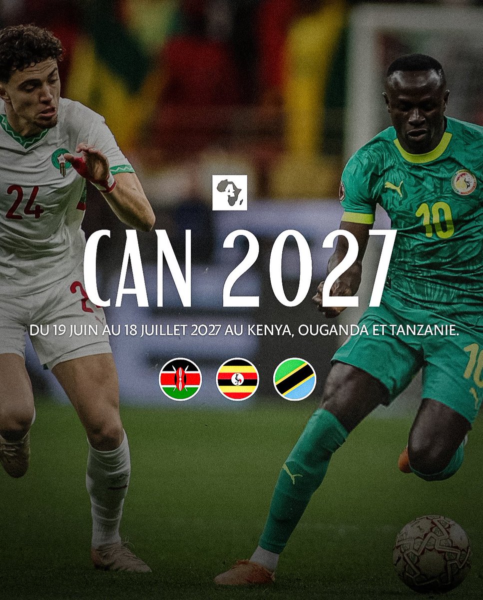 ActuFootAfrique's tweet photo. 🚨🌍 PROCHAIN RENDEZ-VOUS…DANS MOIN D’UN AN POUR L’AFRIQUE ! 

La CAN 2027. 🏆👋🏽 https://t.co/mjt0YKUYpr