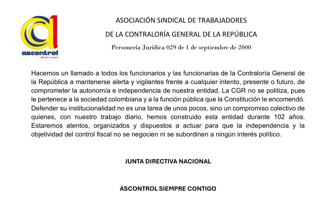 nikko3260's tweet photo. @CGR_Colombia Ni sus mismos trabajadores se comen ese cuento, sale el Vicecontralor convocando ruedas de prensa, cual será el verdadero interés? https://t.co/WYa1e3qjI8