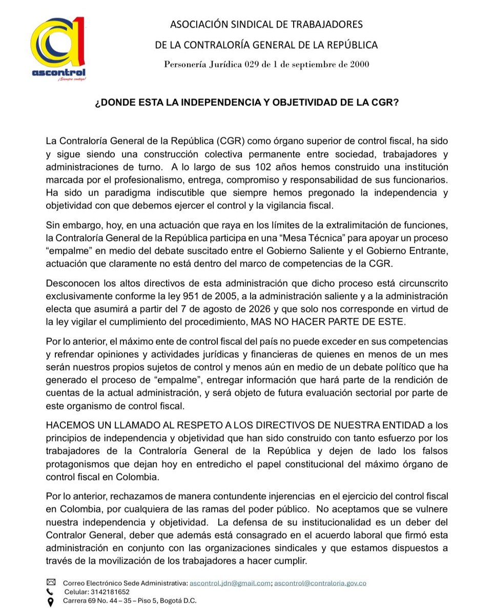 nikko3260's tweet photo. @CGR_Colombia Ni sus mismos trabajadores se comen ese cuento, sale el Vicecontralor convocando ruedas de prensa, cual será el verdadero interés? https://t.co/WYa1e3qjI8