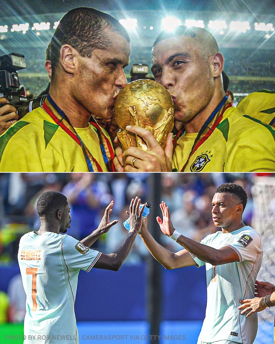 ESPNInsights's tweet photo. Both Kylian Mbappé and Ousmane Dembélé scored in France's 2-0 win over Morocco 👏

France in 2026 is the first team to have two players with 5+ goals in a single FIFA World Cup since Ronaldo and Rivaldo for Brazil in 2002 🔥 https://t.co/KNHQQ8tE91
