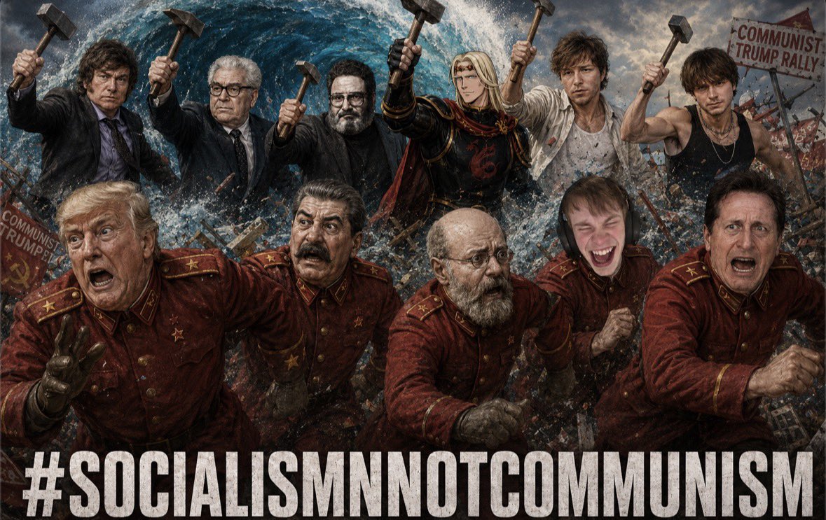 fossymossy2's tweet photo. Despite what pasty MAGAts say…🤡🐷

Socialism is NOT communism! Trump is closer to a communist than anything!🤡🍊

Together we will have a #BlueWave26 and with the power of socialism destroy MAGA communism once and for all! 💪🌊🌎

#bluetwt #SocialismNotCommunism https://t.co/D6wbBP8zWO