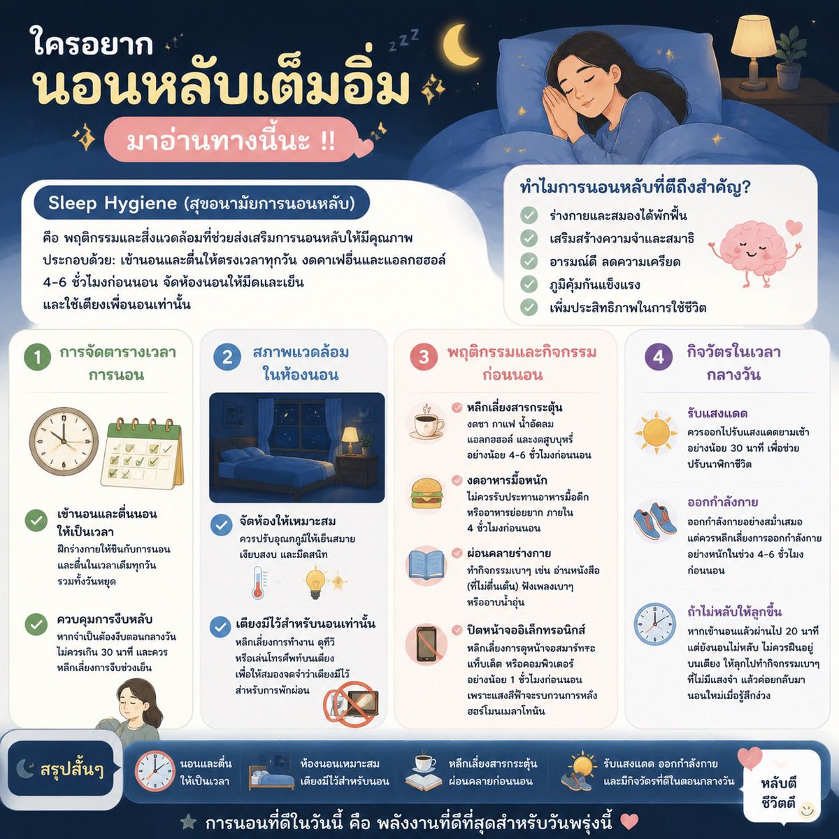 chonchaya_jpg's tweet photo. คะแนนการนอนหลับ 98 เต็ม 100 ไม่ใช่ได้มาเพราะโชคช่วย! 🤯🔥 

การฝึก Sleep Hygiene อย่างเคร่งครัดคือไม้บรรทัดชิ้นสำคัญที่ช่วยเซฟพลังงานใจและคืนความรู้สึกมั่นคงปลอดภัยให้ร่างกายในระยะยาว ลองมาปรับพฤติกรรมดู แล้วจะรู้ว่าตื่นมาสดชื่นมันดีขนาดไหน ⏳ 
#พัฒนาตัวเอง #การนอน https://t.co/WjoU3yydDj
