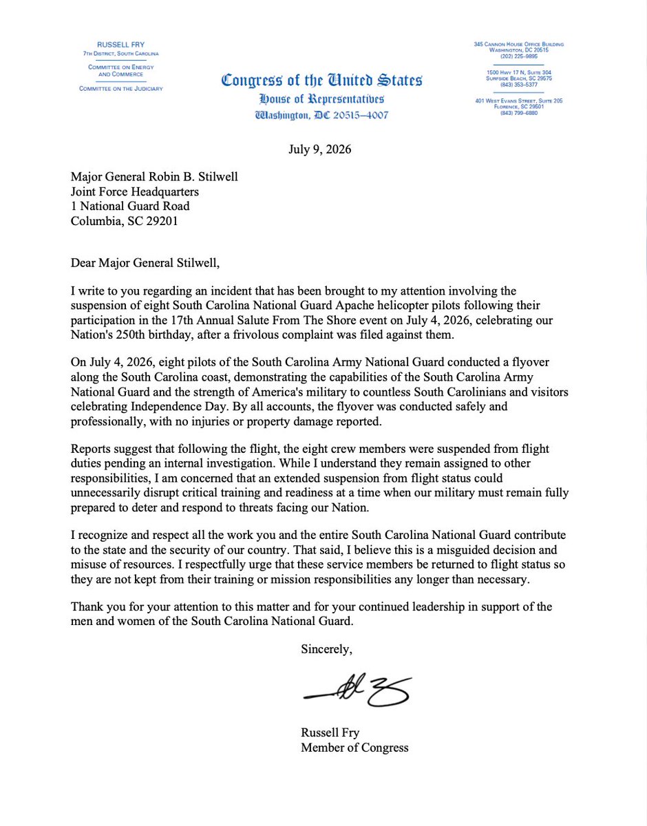 Congressman Russell Fry tweet media