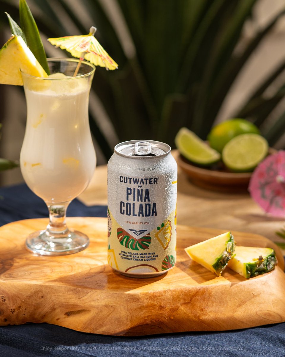 HomeOfBud's tweet photo. National Piña Colada Day is your reminder that vacation is a mindset. Stop by the Biergarten today for frozen Cutwater Piña Coladas. 🥥 https://t.co/gPdh6Qzn2E