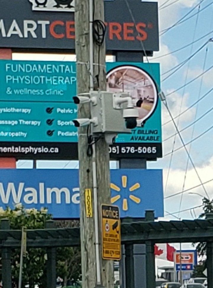 The_Brian_Life's tweet photo. Canadians, pay attention. Similar devices are cropping up everywhere in urban and suburban areas. I see them all over Oshawa now accompanied by a warning from the police. This one near Taunton & Harmony. I'd like to know what data these cameras are collecting, how it's being analyzed & used, & whether or not any of this is in violation of the Charter, @DRPS..?