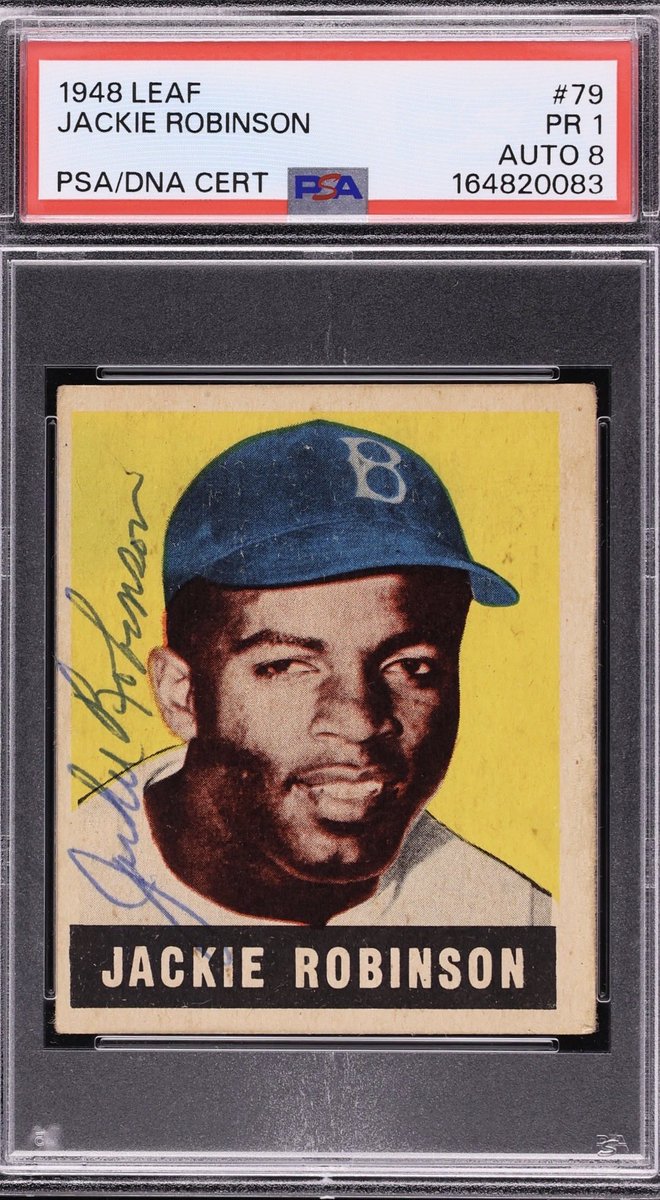 Amazing signed Jackie Robinson rookie card just went to auction at