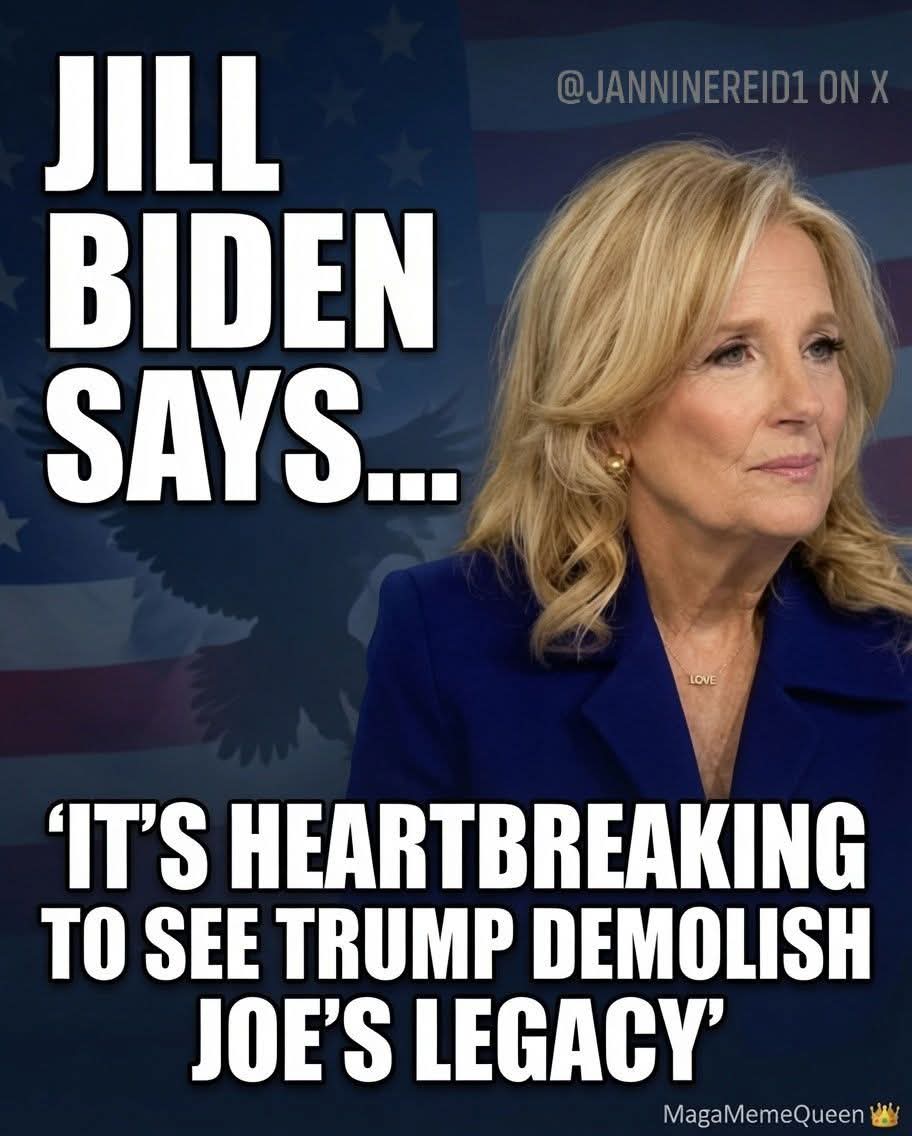 janninereid1's tweet photo. Jill Biden says it's 'heartbreaking' to watch Trump demolish Joe's legacy.
Yeah... the same legacy of the disastrous Afghanistan withdrawal, record inflation that crushed American families, millions of illegals pouring across the border, and weaponizing the DOJ against his opponents.

THAT LEGACY? 😏 Yeah, I'm sure you included all that in your book.🙄
