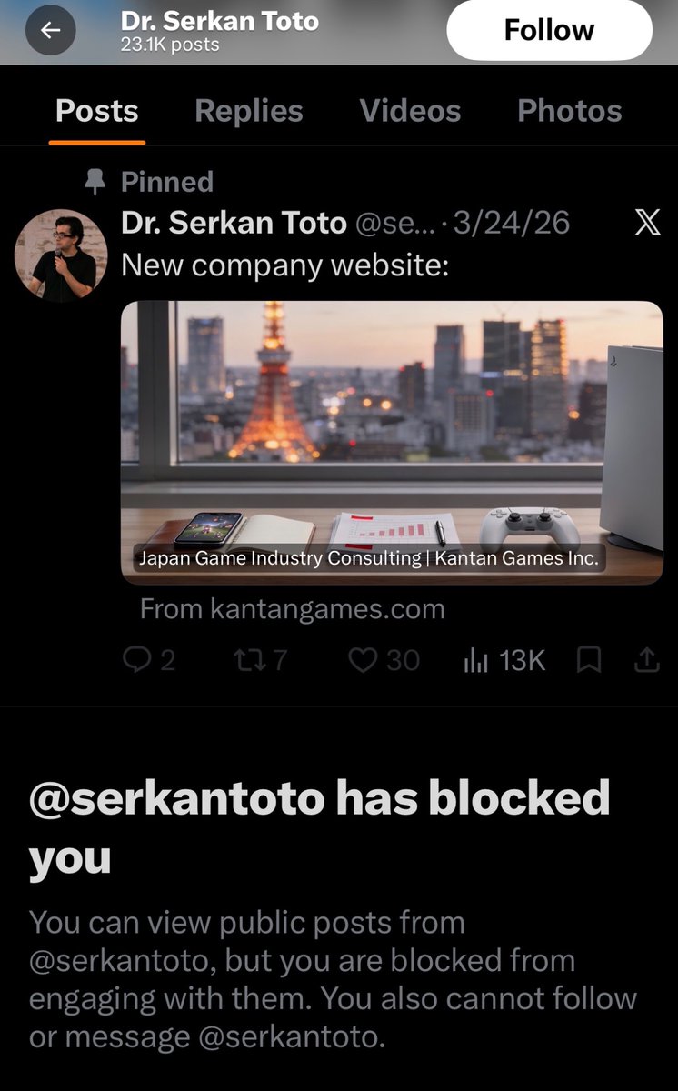 SuperSisi's tweet photo. Dr. Serkan Toto has blocked me for my news post featuring his comments about Sony’s physical game announcement to IGN, and his affiliation with a company who will benefit from it

This is a very telling thing.

So far he has not publicly commented on his account on this matter. https://t.co/XhrZaEJ6Vd