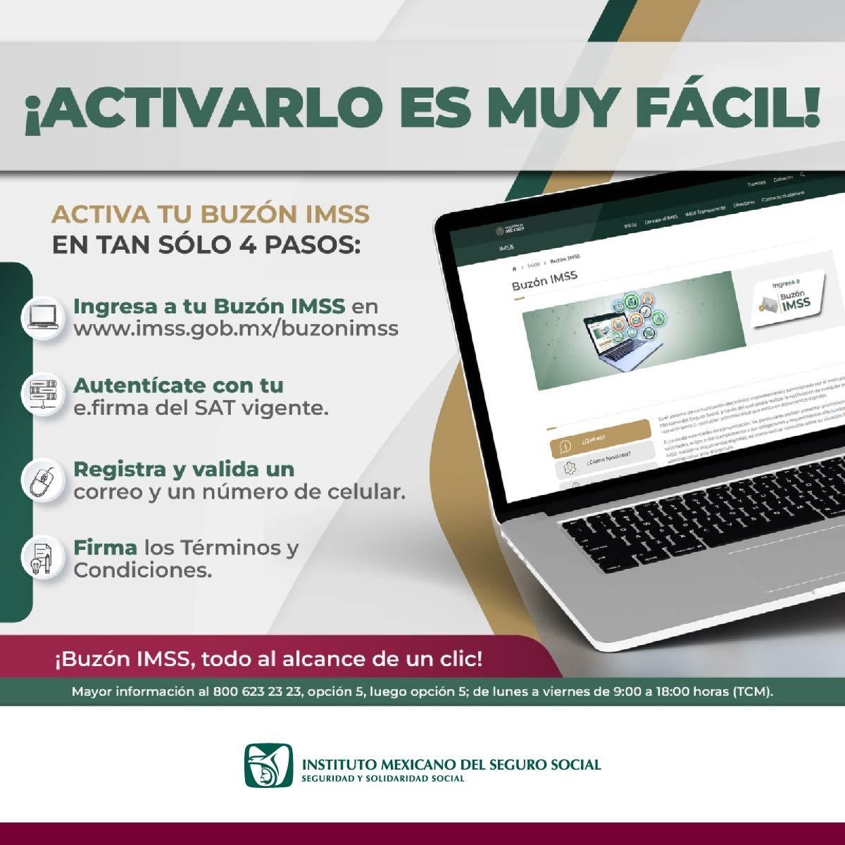 ProdeconMexico's tweet photo. 📬 ¿Ya activaste tu #BuzónIMSS?

Mantente al día con tus obligaciones y aprovecha las herramientas digitales que el Instituto pone a tu disposición. 💻✅

A través del Buzón IMSS puedes recibir notificaciones electrónicas, descargar emisiones de pago y realizar diversos trámites de forma más ágil y segura. 🔐

👉 Actívalo aquí: https://t.co/NSzaNL5dRO  

#CumpleFácil
#TrámitesDigitales