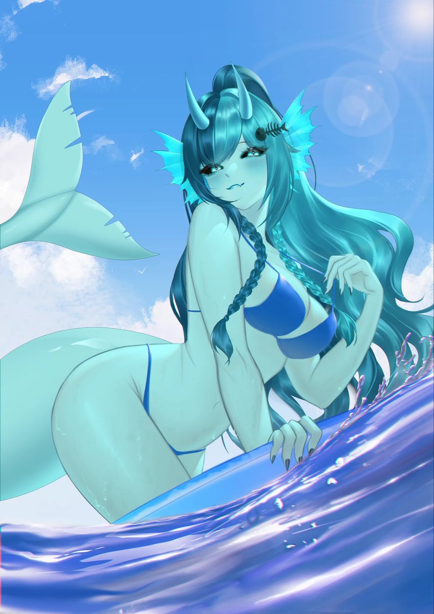 SirenOphelia's tweet photo. I need more Vtuber fishy friends! Where are all my aquatic Vtubers at??? 💦🌀🌊🧜‍♀️ 

🎨 by : @mejroong 
#SirenOpheliaArt https://t.co/koiTD9CVNW
