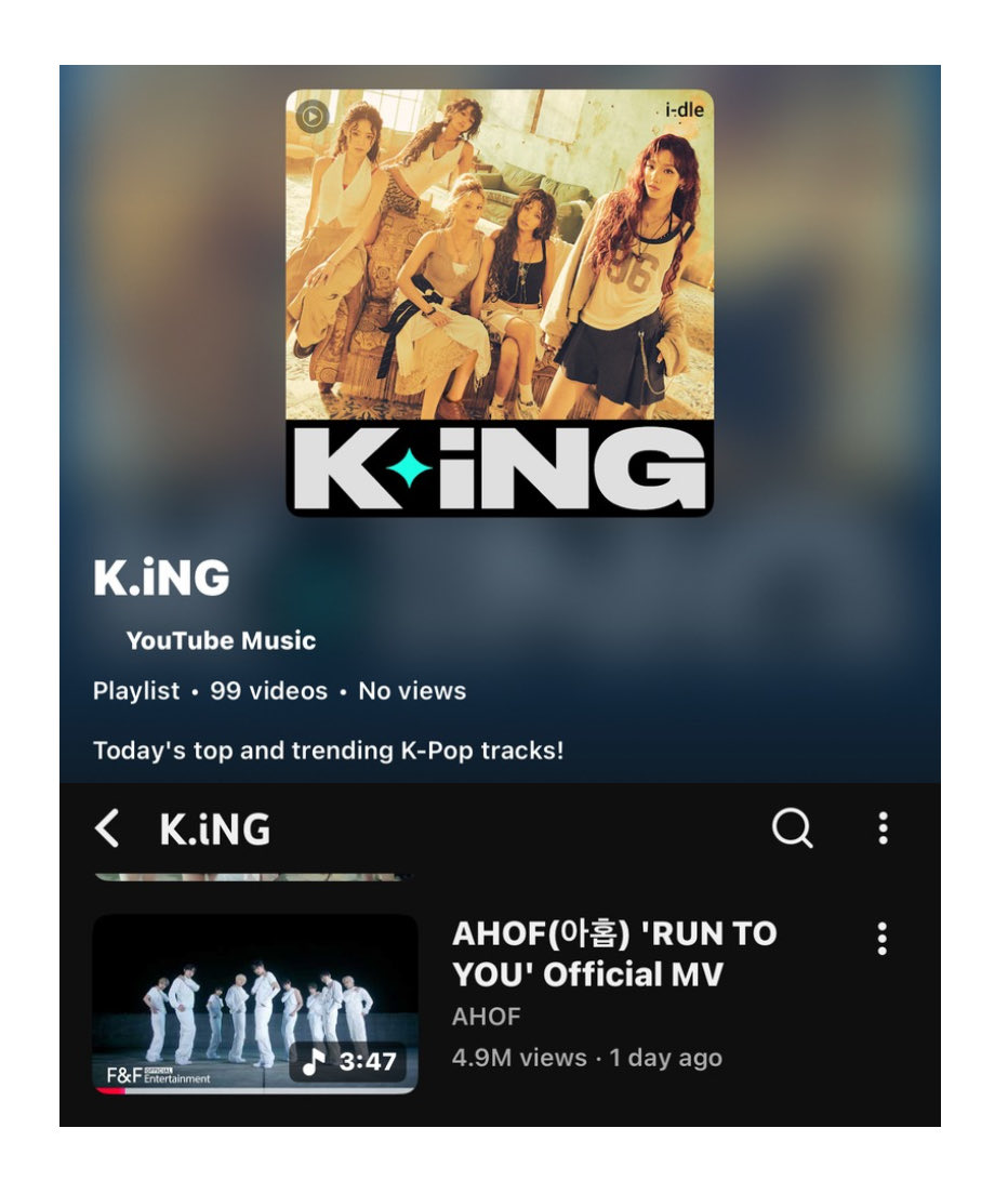 AHOF_N_America's tweet photo. AHOF's "RUN TO YOU" has been added to Youtube Music's https://t.co/ALumhuj90W playlist and is currently sitting at #14! 

This is the first time a song from the group has been added to this playlist.

"https://t.co/wueiZhPlul is an official editorial K-pop playlist curated by YouTube Music. It’s one of YouTube Music’s flagship playlists for trending and popular K-pop releases, similar to Spotify’s K-Pop ON! playlist."

Check the playlist here: https://t.co/qSpYZjeBHg

 #아홉  #AHOF 
#RUN_TO_YOu 
@AHOF_official