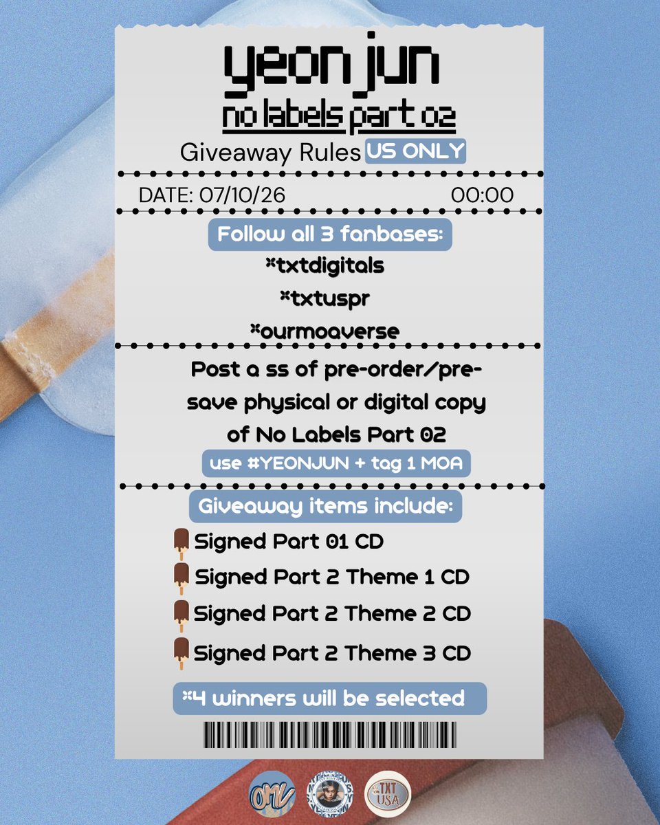 txtdigitals's tweet photo. 🚨 MOAs! INSTA GIVEAWAY TIME! 🚨

Prizes: 4 SIGNED Yeonjun albums to celebrate No Labels: Part 02! 🤎✨

⭐️Head over to our Instagram to ENTER⭐️
📲 https://t.co/9k6lqiPL8l

Thank you to @TicTacBOS for donating & shipping out these albums!

🇺🇸 US ONLY-- reminder this GA is ON Instagram.
Good luck, MOA! 🍀

Ends: July 16th - 11:59PM 

NOTE: THIS IS NOT THE GA WE WILL HAVE FOR RAISING FUNDS THAT IS SEPARATE  AND COMING SOON <3

#YEONJUN #NoLabelsPart02