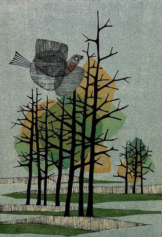 gisellecaldei3's tweet photo. "Bird with trees" by Fumio Fujita, 1963 https://t.co/ws0RTsfEsL