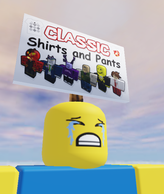 EpikLuzer's tweet photo. PROTEST AGAINST ROBLOX 2D SHIRTS AND PANTS BEING EXPENSIVE AS HELL BY GIVING ROBLOX MORE MONEY!!!

BUY THE CLASSIC CLOTHING PROTEST SIGN NOW

#robloxugc

https://t.co/fC6PEsP7pY https://t.co/UjLNzM7uP7