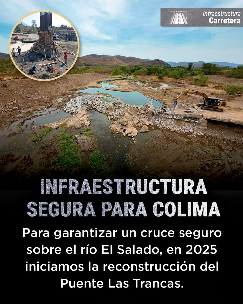 SICTmx's tweet photo. Fortalecemos la movilidad y unimos a las comunidades de Colima con la reconstrucción del Puente Presa Las Trancas, la cual concluyó cuatro meses antes de lo previsto y beneficia a 5 mil 500 habitantes de Ixtlahuacán. 🛣✨ https://t.co/w7ihnEC1Ef