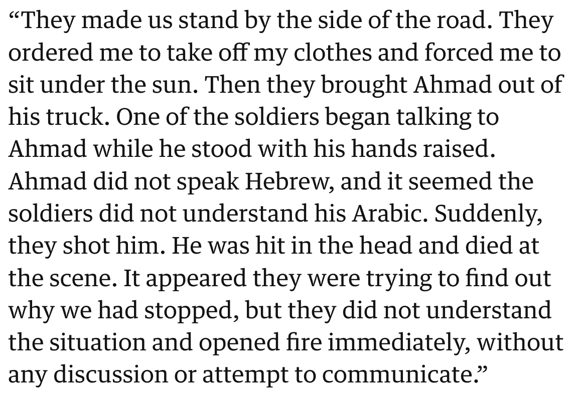 AdHaque110's tweet photo. "Israeli soldiers ordered the drivers to dismount and one of them shot Esleem in the head when his hands were raised."

Guardian report on the IDF killing of another World Central Kitchen driver: https://t.co/HwdGbrVoxK