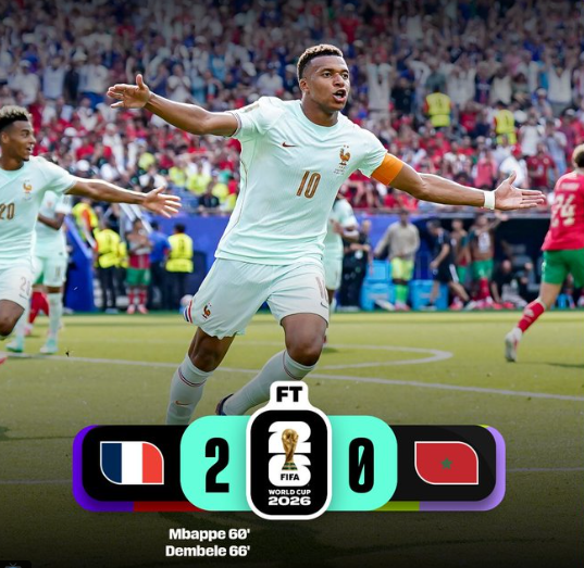 fulhaminfo's tweet photo. France 2-0 Morocco Full Time. https://t.co/PXqgF0I1qB