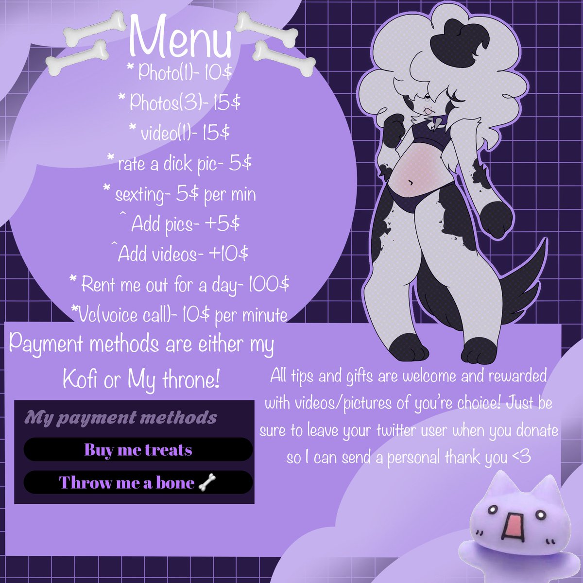 Cyb3rPupp's tweet photo. ༒#nsfwtwt intro༒
☆⋆｡ He/they(ftm🏳️‍⚧️) 
☆⋆｡lvl 20 🦴
☆⋆｡ hard &amp; soft kinks!! No tw!
☆⋆｡ I do customs/have premades! If you want custom content
☆⋆｡Dm fee 5$ (unless if you’re buying or if you’re my moot)
☆⋆｡ ♡ and ↻ to be moots 
☆⋆｡ #moothunt #femboy #nsfw https://t.co/rqquGs5iZ6
