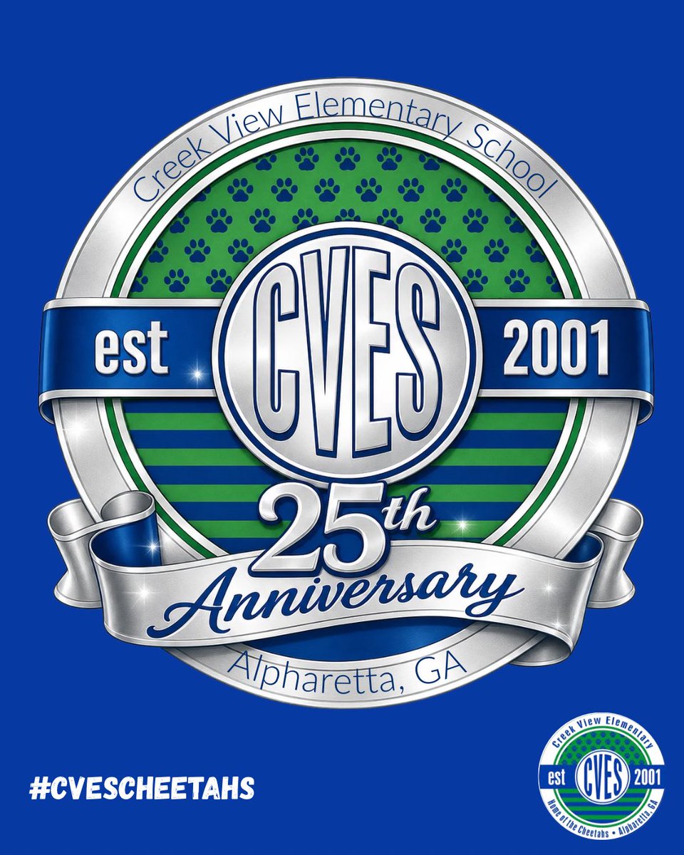 CreekViewElem's tweet photo. We are proud to announce that we will be celebrating Creek View Elementary School’s 25th Anniversary! Our students, staff, administration, and families continue to make our school an amazing learning environment and home! 💙💚🐆✏️
#cvescheetahs #est2001 https://t.co/pI64hkpotQ