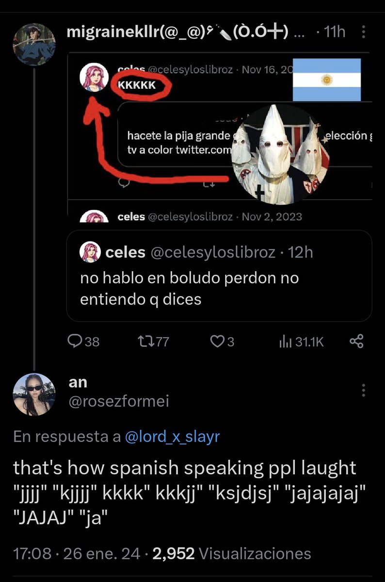 sergfrc's tweet photo. @ickyvickywhy Son personas ignorantes. Hasta recordé esto que sucedió hace un par de años, donde un gringo creía que «KKKK» era por el movimiento supremacista blanco de Estados Unidos, cuando la realidad era que así se ríen en Brasil en su forma escrita en redes sociales. 

KKKKK 🤣 https://t.co/IswFDIm3Cs