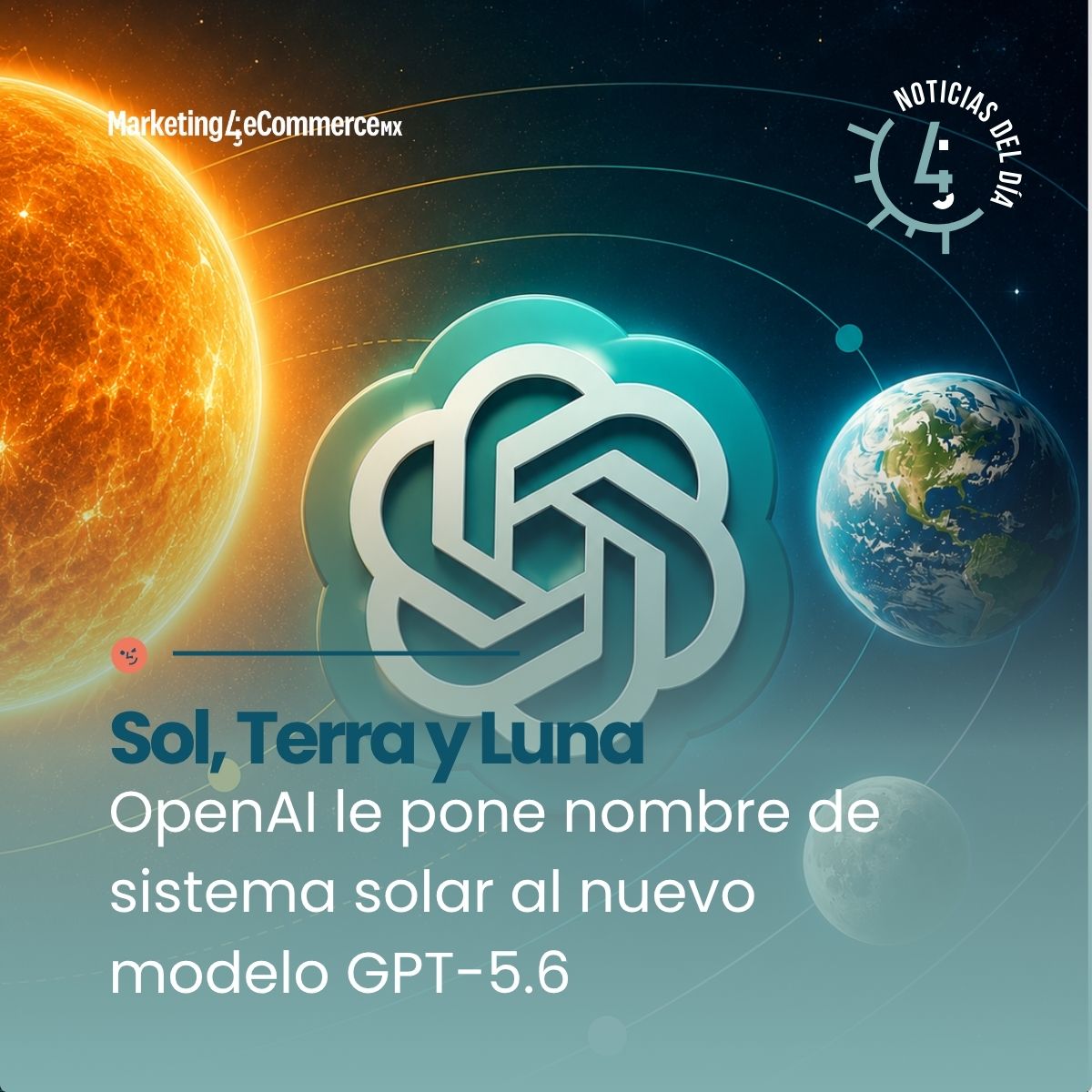 Mkt4eCommerceMX's tweet photo. 🪐🤖 Sol, Terra y Luna: El nuevo universo #GPT-5.6 de OpenAI

Con GPT-5.6 introduce una nueva lógica para organizar sus capacidades en niveles independientes permitiendo que cada modelo avance a su propio ritmo sin esperar a una versión global. 

🔗 https://t.co/CtpbLqXIk1 https://t.co/mMCrkgaach