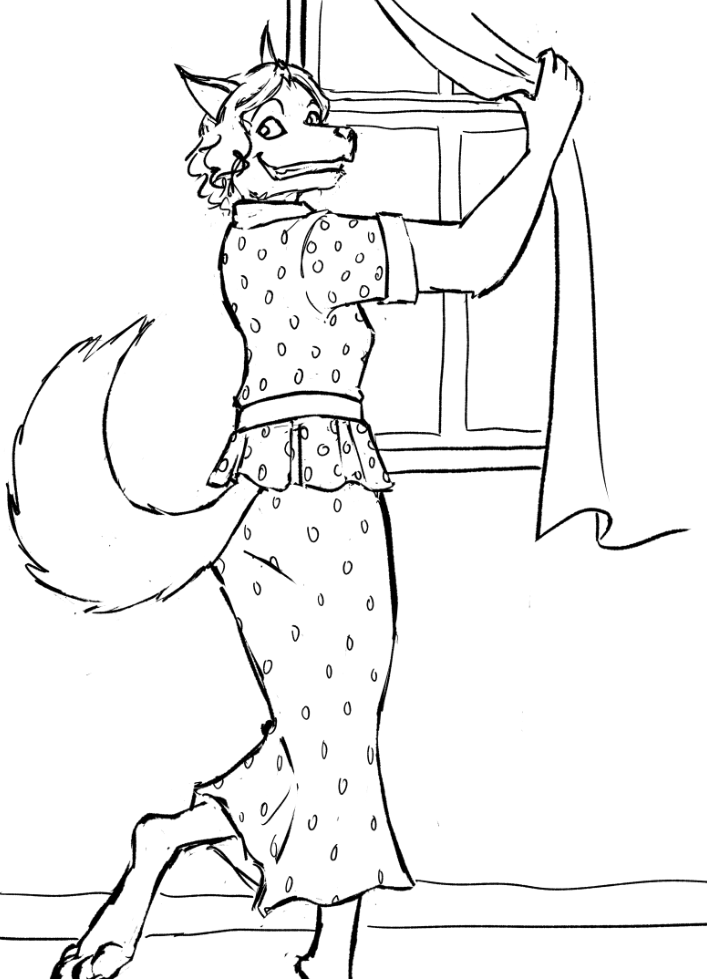 caitliniwalsh's tweet photo. Wifewolf! Opening the curtain to wake Sonwolf for school, I think. https://t.co/PDMdEghWoE