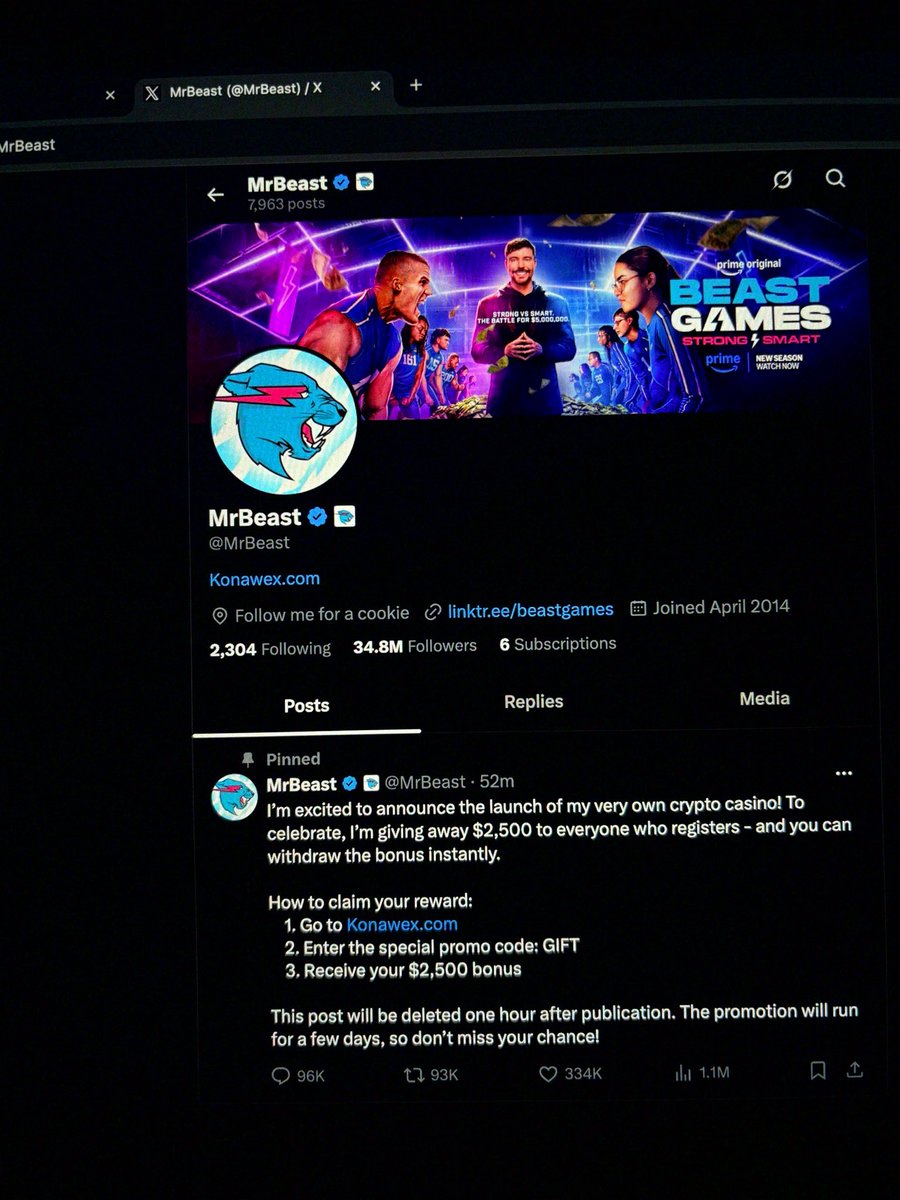 SamMorg00918105's tweet photo. @MrBeast  is a scam artist his new app that he launched the online casino is only to scam you of money they ask for $60 then $200 then 900 and you can never get you money off I looked up to mrbeast my whole life thought this was a life changing opportunity and it was all a scam https://t.co/1MJVXCY4C5