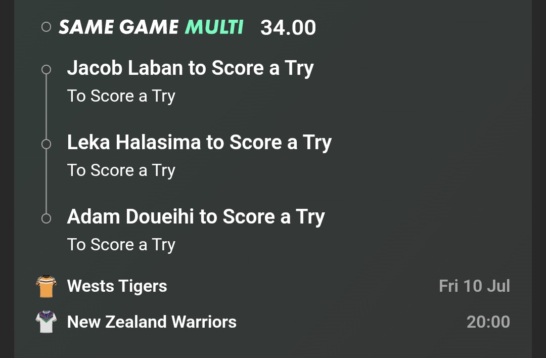 TeddyCJD's tweet photo. Tigers v Warriors. There are definitely preferable games to target this round, but both teams can leak, especially on the edges. I'm taking Samuela Fainu and Laban for FTS. Try scorer doubles and a roughie or two will be posted to the Discord later today.

https://t.co/3gNY9PYF3q https://t.co/szA69AzzpX
