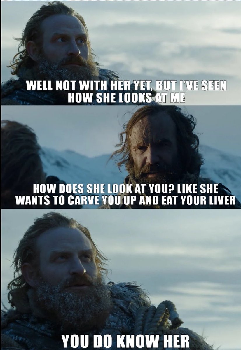 uncmann1e's tweet photo. But fr tormund can handle her https://t.co/ssV6FeCgTW