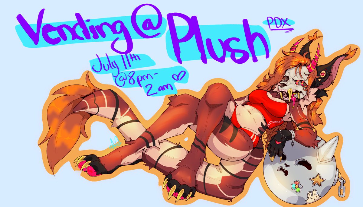 HydraMyra's tweet photo. 🌱Do you live in the greater Portland area? 
🌟Do you like loud furry raves? 
🌟Come to Plush!! July 11th at The Den in Downtown Portland! I TOTALLY won’t be Vending there <33🌱 https://t.co/eUV0iy6hxs