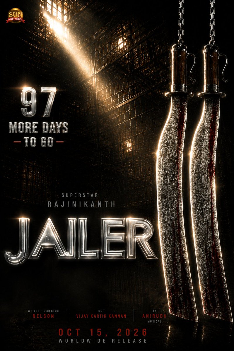 TrendzRajini's tweet photo. Jailer2 countdown⏳

Just a little 9️⃣7️⃣ days to go...

#Jailer2_Countdown 

@rajinikanth @anirudhofficial @Nelsondilpkumar @vijaykartikdop https://t.co/AsQIkOc7rL