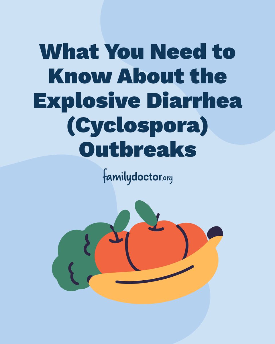 familydoctor's tweet photo. There have been clusters of cyclosporiasis outbreaks reported in multiple states across the U.S. which are typically associated with fresh produce. Following food safety precautions can help lower your risks. Learn more about proper food safety: https://t.co/HI8uREf1u9 https://t.co/8HoCaH3Psa